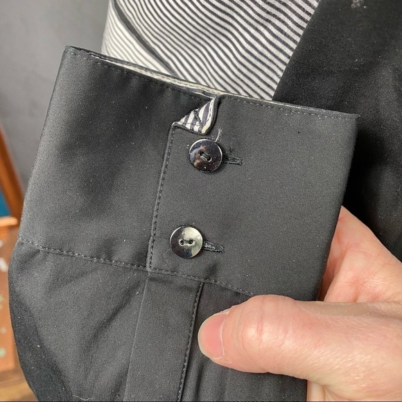 Per Se by Carlisle black white color block button up collared dress shirt career - Picture 10 of 12